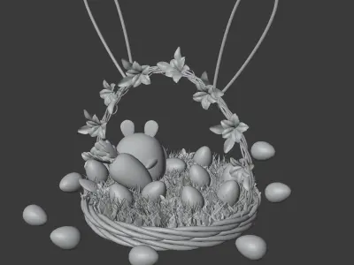Easter basket with Bunny 3D model