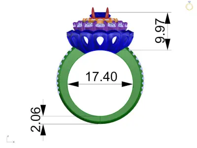 LUXURY DIAMOND RING WITH  OVAL CENTER STONE 3D print model