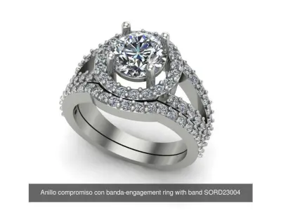 ENGAGEMENT RINGS WITH BAND-ANILLOS DE COMPROMISO CON BANDA 3D Model Pack