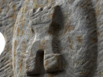 Medieval relief stone carving decoration 3D model