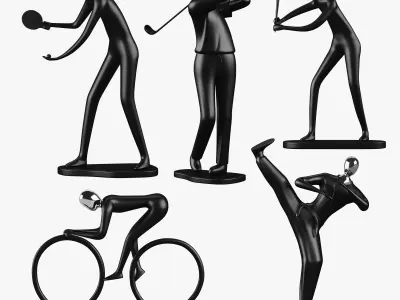 Sports Sculptures Decorative set Low-poly 3D model