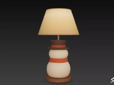 Snowman Table Lamp Low-poly 3D model