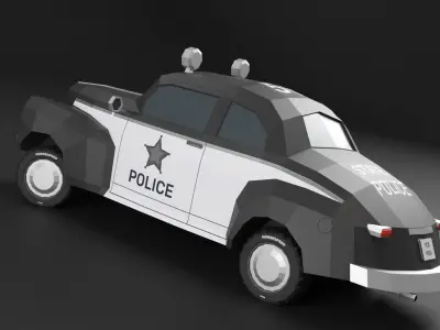 Police Car 1950 Low-poly 3D Model 3D model