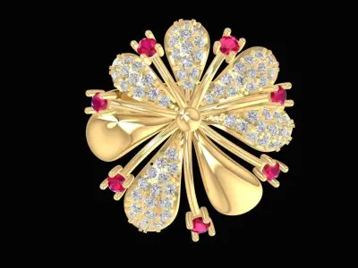 Luxury Multi Petal Gemstone Flower Ring for Women  2161 3D print model