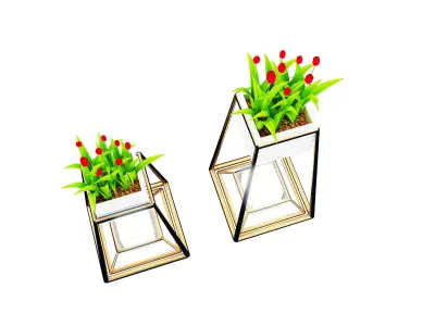 Decorative plants with gold stainless stand M 18 3D model