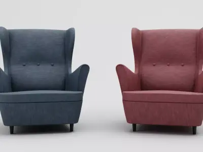 Armchair wing chair Free low-poly 3D model
