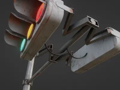 Moderately Dirty Japanese Traffic Light Low-poly 3D model