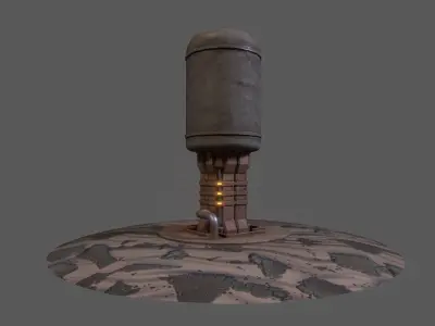 Rusty Sci-Fi Post-Apocalypse Pump Low-poly 3D model