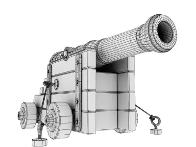 Pushka wooden cannon 3D model