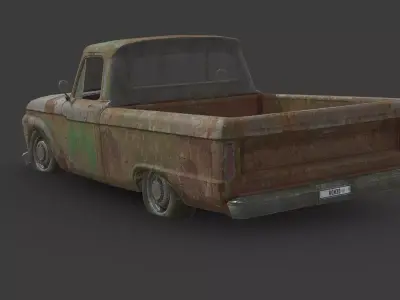 Abandoned Car - Ford F Classic Pickup Truck Low-poly 3D model