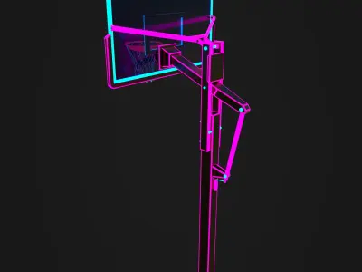 Basketball hoop neon 4K Low-poly 3D model