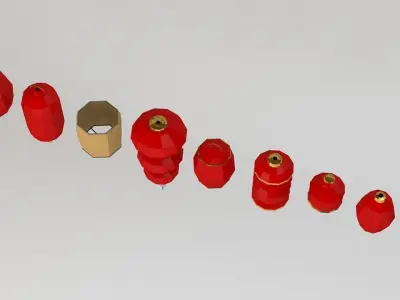 Traditional Chinese Lanterns Low-poly 3D model