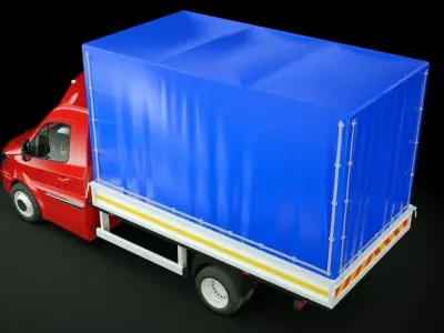 Generic v7 CargoBox VAN with driver Low-poly 3D model