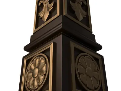 Stair Baluster 06 Red Low-poly 3D model