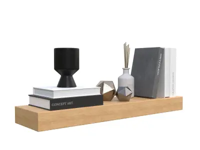 Wall Shelf with Decoration V02 3D model