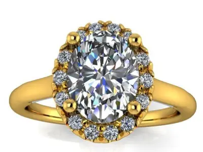 Modern Halo Bow Oval Cut Engagement Promise Wedding Bridal Ring 3D print model