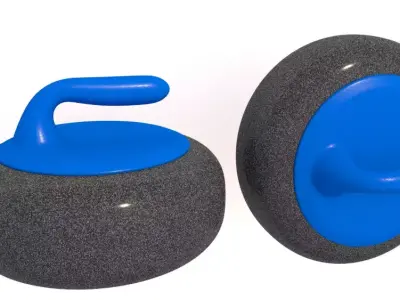 Curling Stone and Brooms 3D model