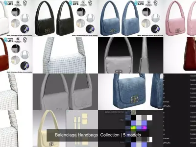 Balenciaga Handbags  Collection 3D Model Pack