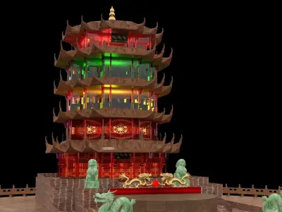 Chinese ancient tower  3D model