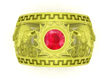 Luxury Greek Coin Eagle Ring for Men 3D Model 4002 3D print model