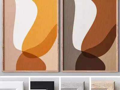 Set of large wall paintings 458 3D model