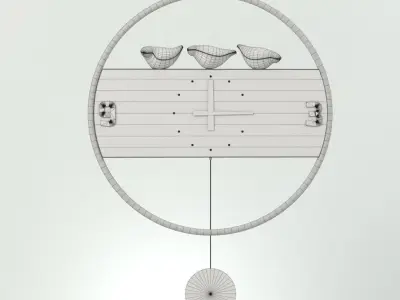 Gold - Wooden - PBR wall clock 001 3D model Free low-poly 3D model