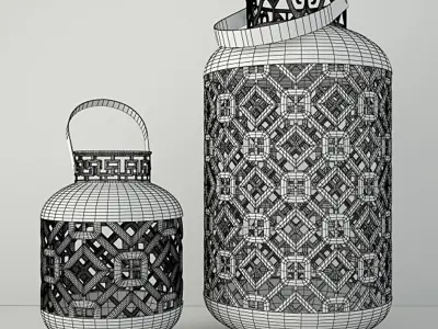 Black Metal Lanterns 3D model