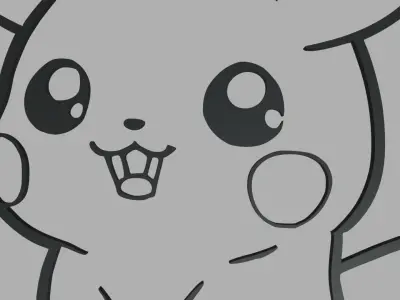 Pikachu Wall Silhouette 01 3D print model