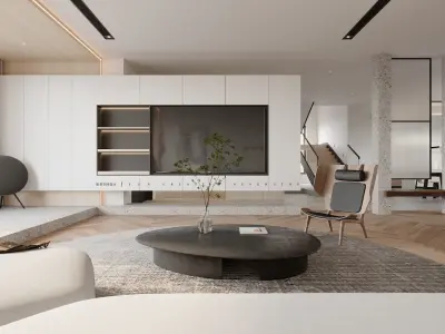 Modern Elegance - 3D Living Dining Bedroom Spaces 3D model