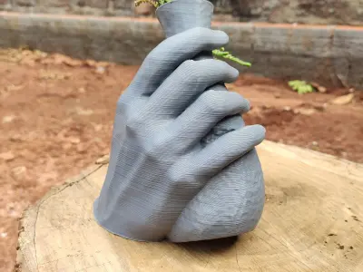 Vase and hand criative - plant vase 3D print model