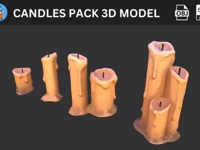 Candles Pack 3D Model 3D model