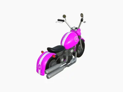 Motorcycle Cartoon A05 Pink Racing - Custom Vehicle Design Low-poly 3D model