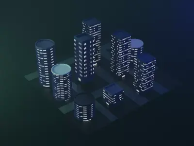 Modular Buildings in Blender Low-poly 3D model