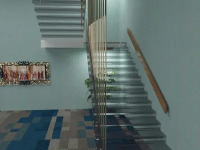 stairs room with and carpet 3D model