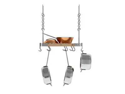 Ceiling Pot Rack - Hanging Shelf Kitchen with Pans 3D model