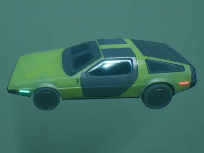 Retro Futuristic Car Low-poly 3D model