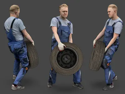 Stylized Car Mechanic Character 3D model