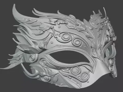 Luxury Ornate Masquerade Mask Baroque Fantasy 3D print model