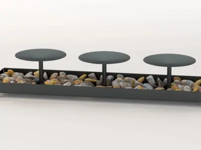 Kole Decorative Metal Candle Holder And Stones Set 3D model