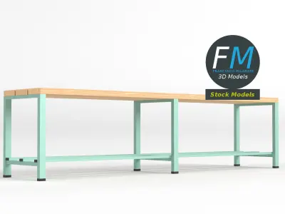 Locker room bench 3 3D model