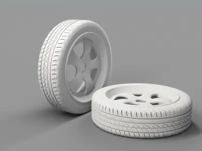 Wheel and tire 3D model