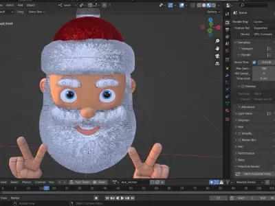 Animated Santa Peace Sign Low-poly 3D model