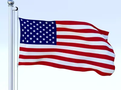 Animated US Flag Low-poly 3D model