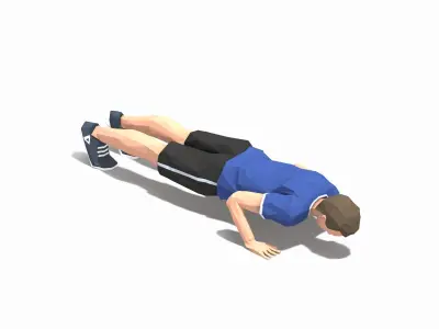 rock climber-pushups Exercise Man Animation Low-poly 3D model