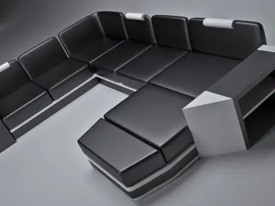 U-shape Sofa 90s style 3D model