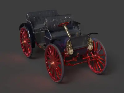 Vintage buggy  car figure  Low-poly 3D model