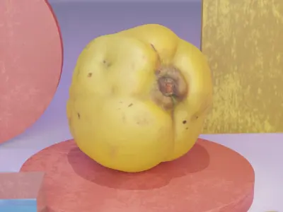 Quince fruit 02 high-poly 3D model