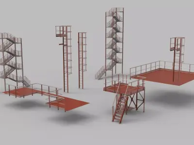 Fire ladders and platforms 3D model