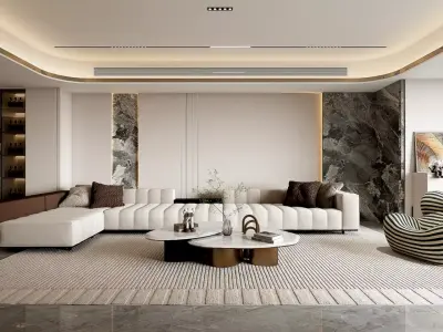 Modern Luxury Living Room with Minimalist Sophistication 3D model