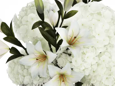 Bouquet Of Flowers Vase Hydrangea Lilies 511 3D model
